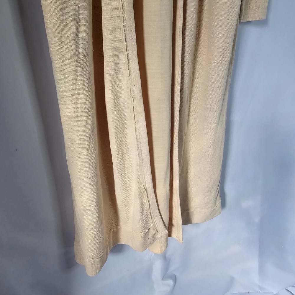 Free People Beach Duster Cardigan M Tan Knit Long Sleeve Bohemian Chic Cover Up - Picture 2 of 8